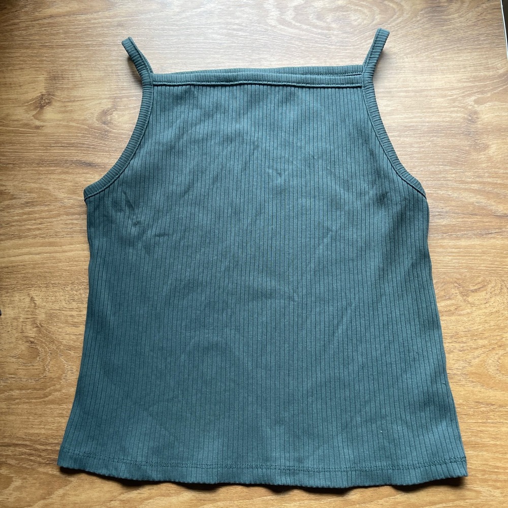 Old Navy Womens Teal Green Ribbed Square Neck Spaghetti Strap Cami Tank Top M
